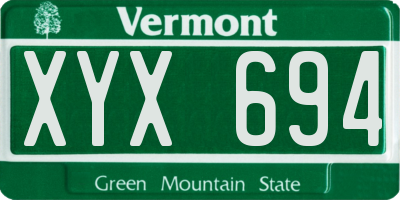 VT license plate XYX694
