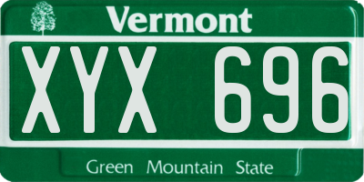 VT license plate XYX696