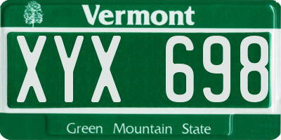 VT license plate XYX698