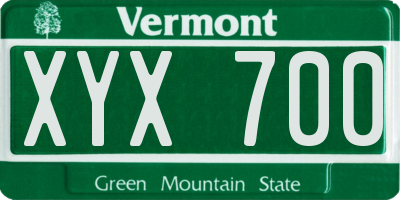 VT license plate XYX700