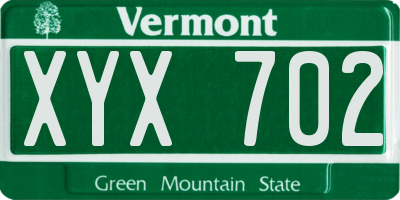 VT license plate XYX702