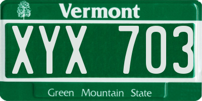 VT license plate XYX703
