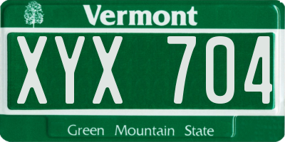VT license plate XYX704