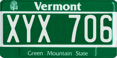 VT license plate XYX706