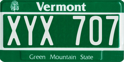 VT license plate XYX707