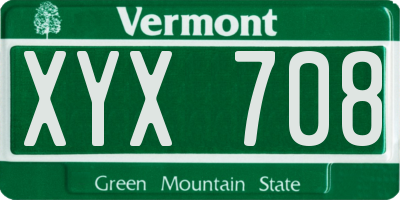 VT license plate XYX708