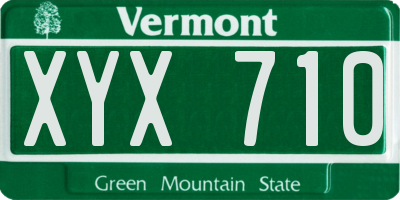 VT license plate XYX710