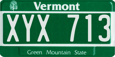 VT license plate XYX713