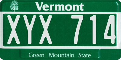 VT license plate XYX714