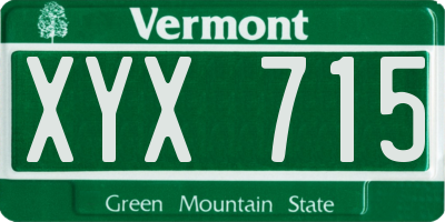VT license plate XYX715