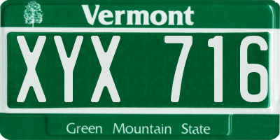 VT license plate XYX716