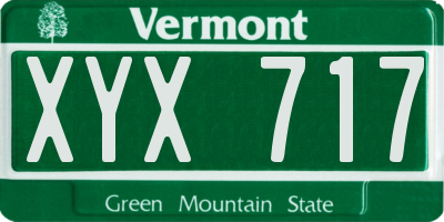 VT license plate XYX717