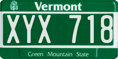 VT license plate XYX718