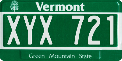 VT license plate XYX721