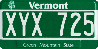 VT license plate XYX725