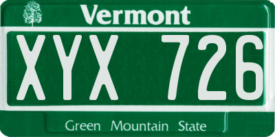 VT license plate XYX726