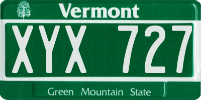 VT license plate XYX727