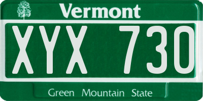 VT license plate XYX730