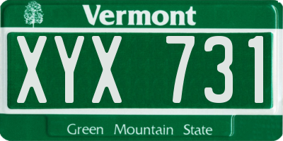 VT license plate XYX731