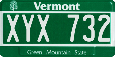 VT license plate XYX732