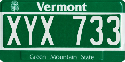 VT license plate XYX733