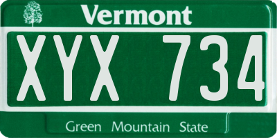 VT license plate XYX734