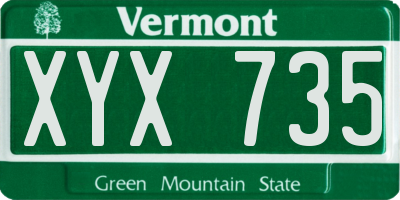 VT license plate XYX735