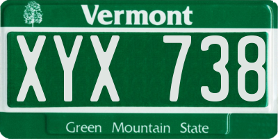 VT license plate XYX738