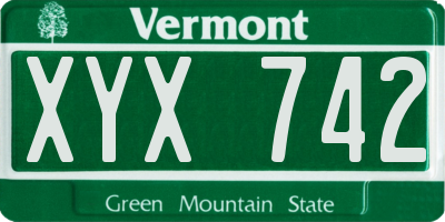 VT license plate XYX742