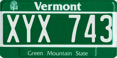 VT license plate XYX743