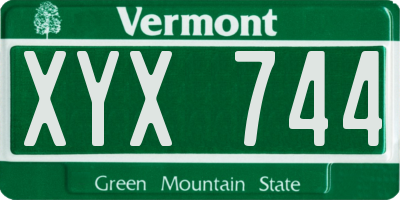 VT license plate XYX744