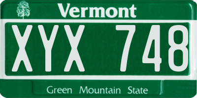 VT license plate XYX748