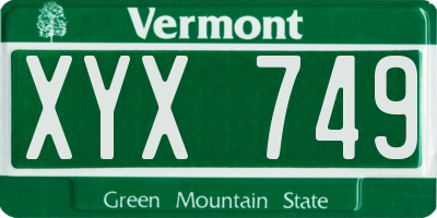 VT license plate XYX749