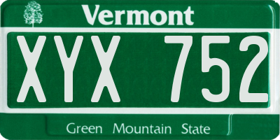 VT license plate XYX752