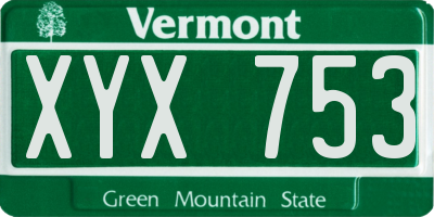 VT license plate XYX753