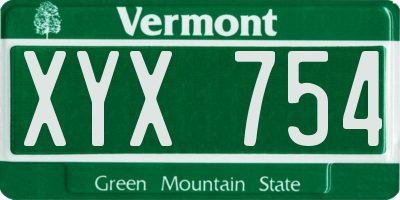 VT license plate XYX754