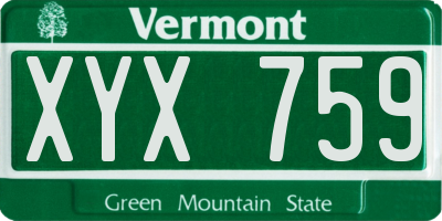 VT license plate XYX759