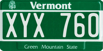 VT license plate XYX760