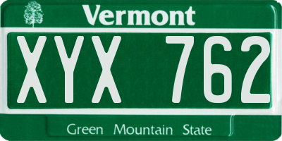 VT license plate XYX762