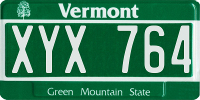 VT license plate XYX764