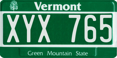 VT license plate XYX765