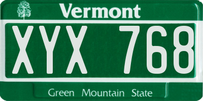 VT license plate XYX768