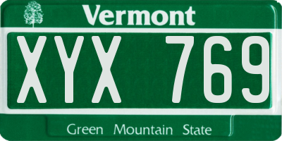 VT license plate XYX769