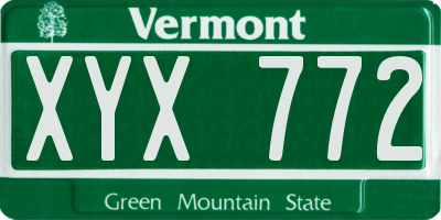 VT license plate XYX772