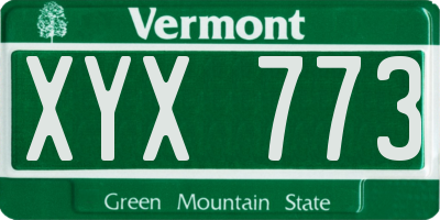 VT license plate XYX773