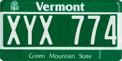 VT license plate XYX774