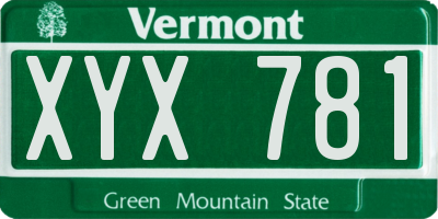 VT license plate XYX781