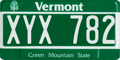 VT license plate XYX782