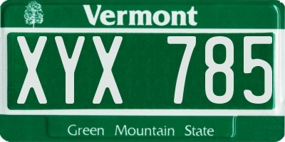 VT license plate XYX785