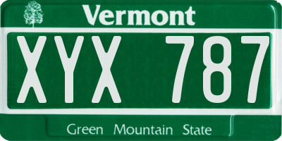 VT license plate XYX787